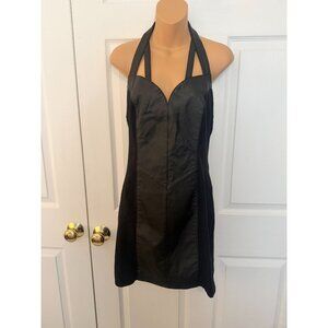 Wilsons Leather Womens Size M Black Halter Mini Dress